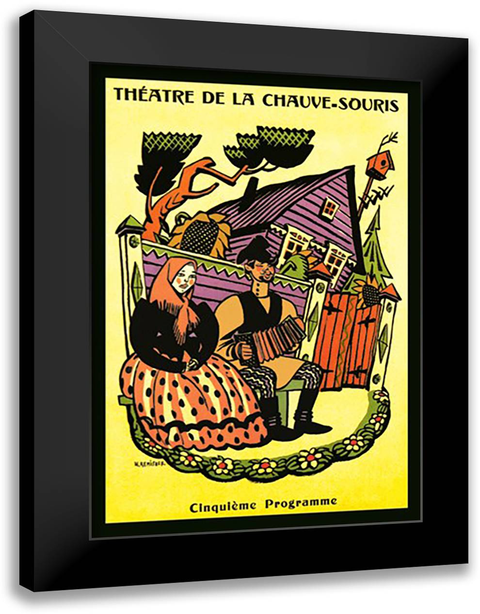 Theatre de la Chauve-Souris 16x22 Black Modern Wood Framed Art Print Poster