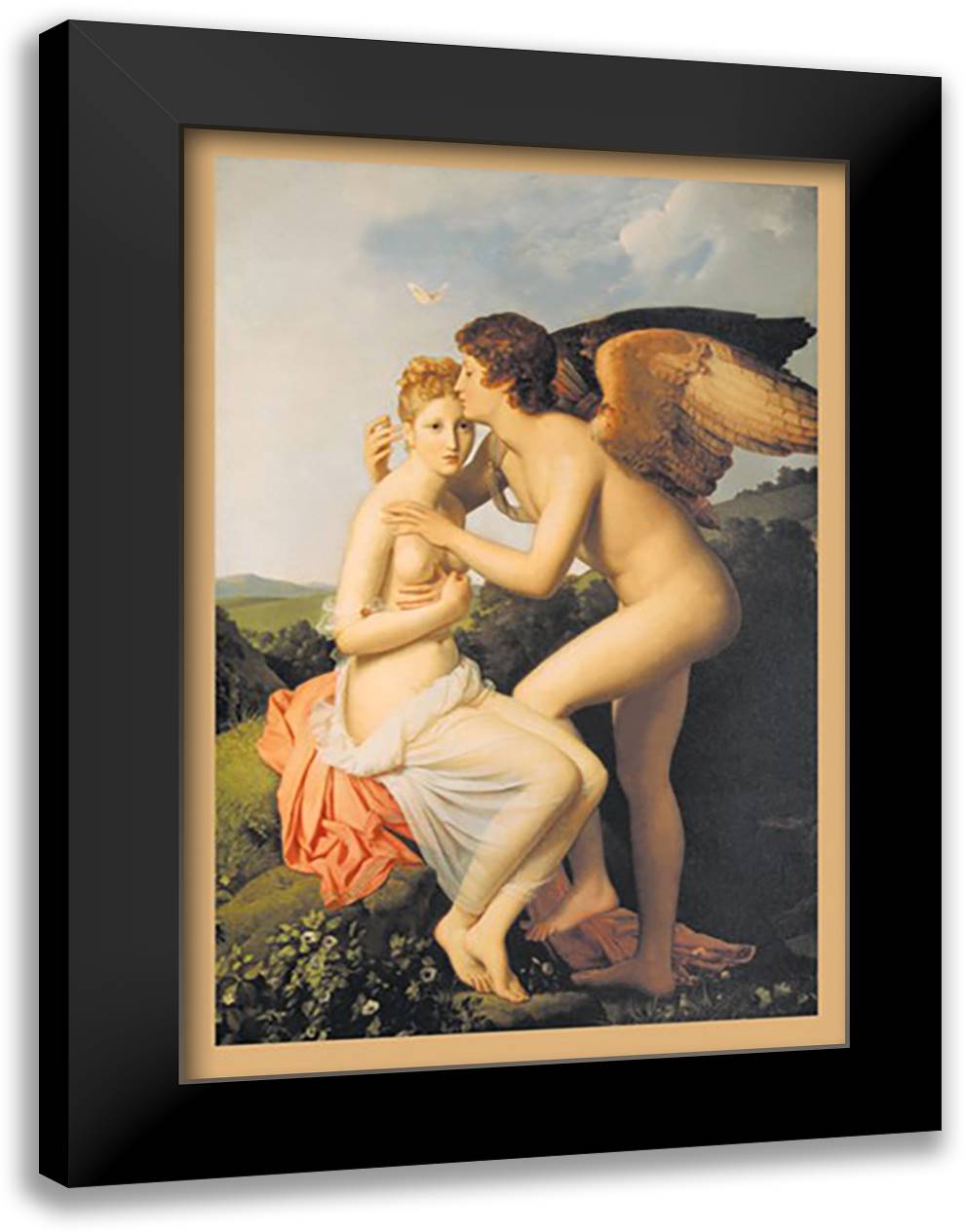 Kiss from an Angel 16x22 Black Modern Wood Framed Art Print Poster
