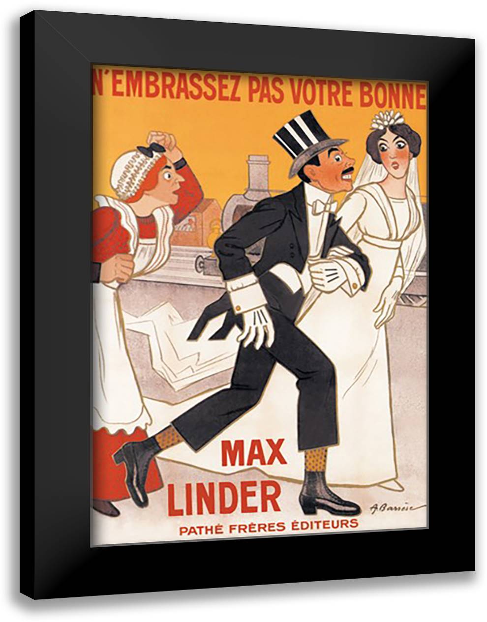 Max Linder Movie Poster 16x22 Black Modern Wood Framed Art Print Poster