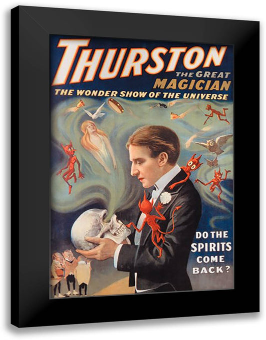 Thurston the Great Magician: Do the Spirits Come Back? 16x22 Black Modern Wood Framed Art Print Poster by Strobridge