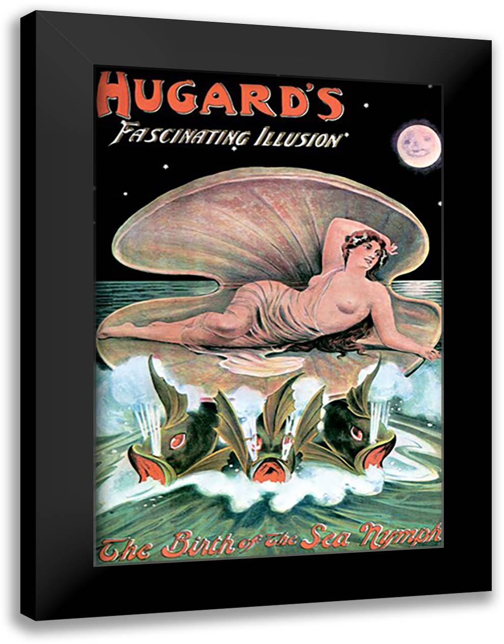 Hugard's Fascinating Illusion: The Birth of the Sea Nymph 16x22 Black Modern Wood Framed Art Print Poster by Day printing