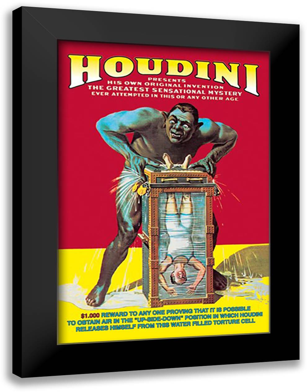 Houdini 16x22 Black Modern Wood Framed Art Print Poster by Strobridge