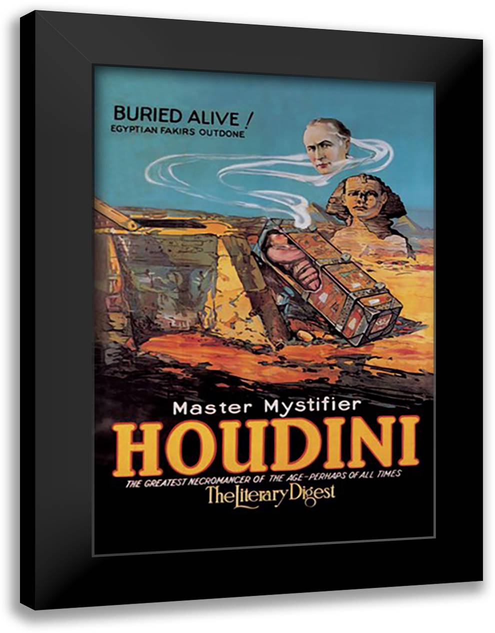 Literary Digest: Houdini Buried Alive 16x22 Black Modern Wood Framed Art Print Poster