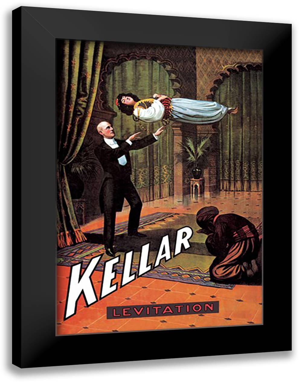 Kellar: Levitation 16x22 Black Modern Wood Framed Art Print Poster by Strobridge