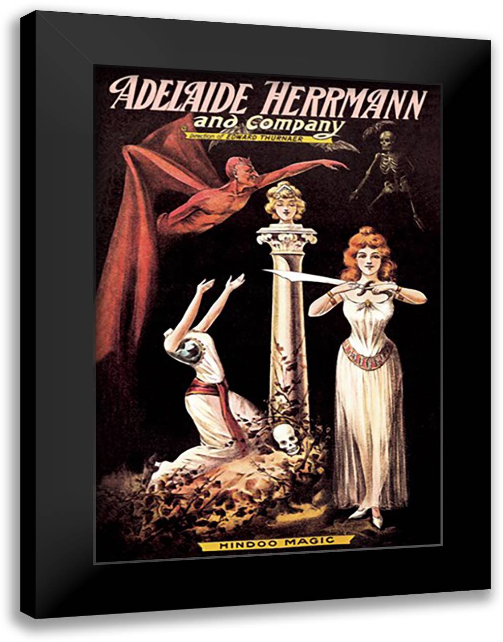 Adelaide Herrmann and Company: Hindoo Magic 16x22 Black Modern Wood Framed Art Print Poster by Metropolitan Printing Co.