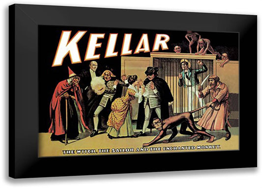 Kellar: The Witch, the Sailor and the Enchanted Monkey 22x16 Black Modern Wood Framed Art Print Poster by Strobridge