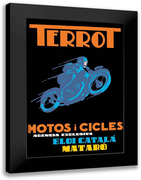 Terrot Motorcycles and Bicycles 16x22 Black Modern Wood Framed Art Print Poster