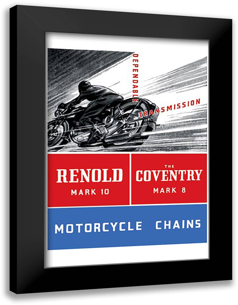 Reynold Mark 10 Motorcycle Chains 16x22 Black Modern Wood Framed Art Print Poster