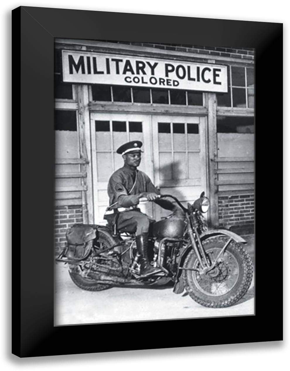 MP on his Motorcycle 16x22 Black Modern Wood Framed Art Print Poster