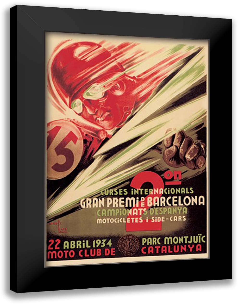 2nd International Barcelona Grand Prix 16x22 Black Modern Wood Framed Art Print Poster