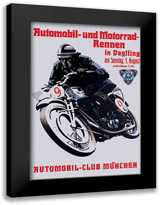 Automobile and Motorcycle Race - Munich 16x22 Black Modern Wood Framed Art Print Poster