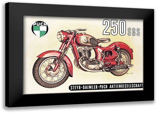 Puch 250 SGS with Cutaway View 22x16 Black Modern Wood Framed Art Print Poster