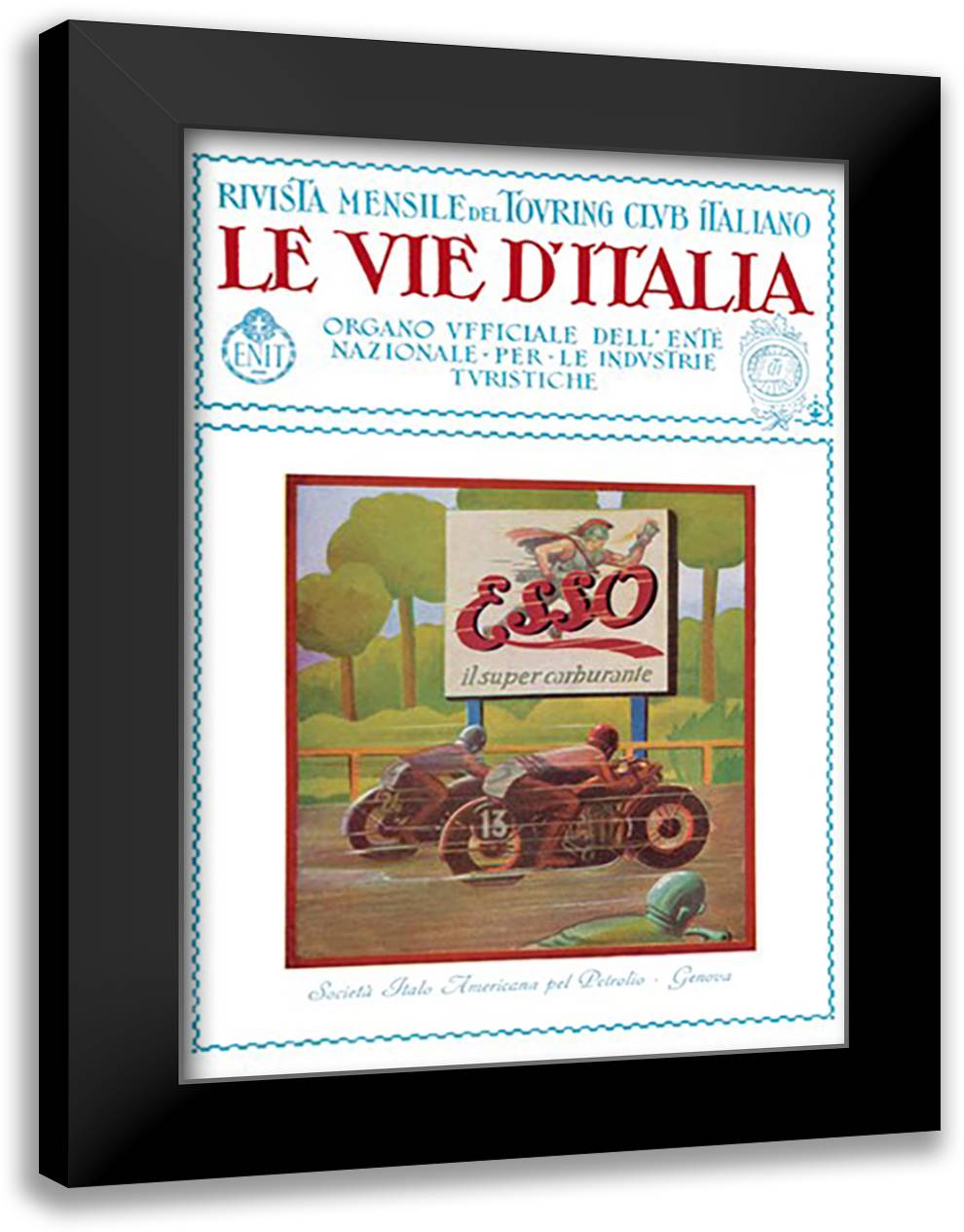 Esso - The Road of Italy 16x22 Black Modern Wood Framed Art Print Poster