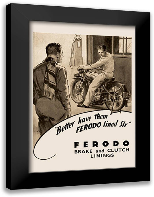 Ferodo Brake and Clutch Linings 16x22 Black Modern Wood Framed Art Print Poster