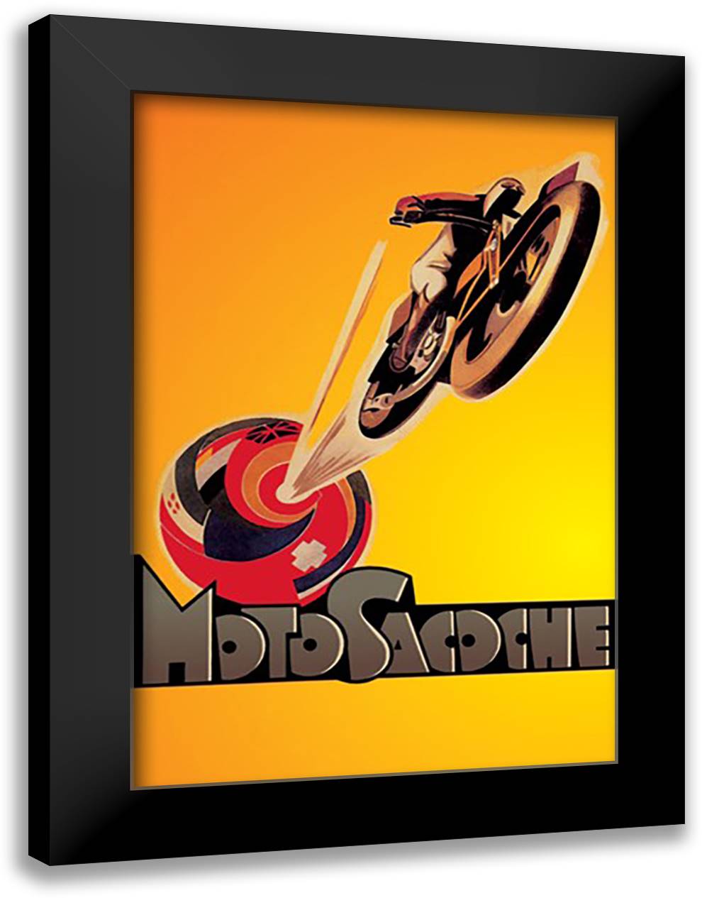 MotoSacoche 16x22 Black Modern Wood Framed Art Print Poster
