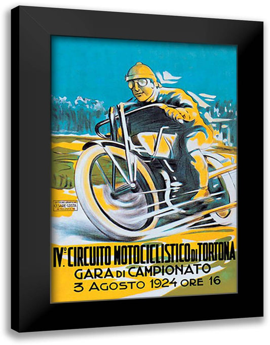 4th Motorcycle Circuit of Tortona 16x22 Black Modern Wood Framed Art Print Poster