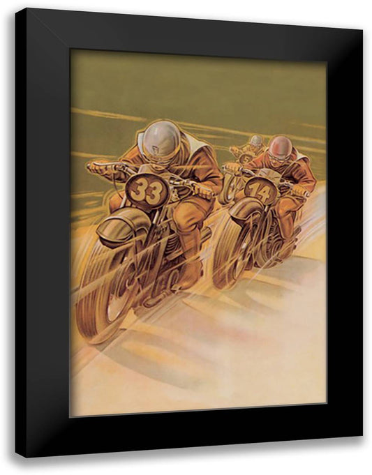 Motorcycle Racing 16x22 Black Modern Wood Framed Art Print Poster by Klokein