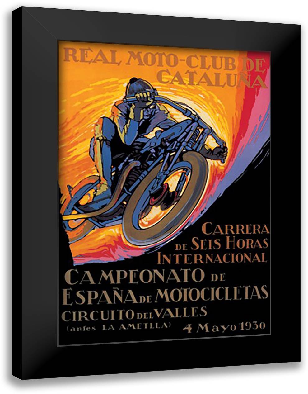 Real Motor Club of Cataluna - 6 Hour Race 16x22 Black Modern Wood Framed Art Print Poster by Segrelles, Josep