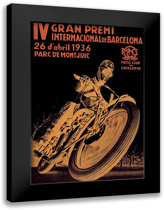 4th International Barcelona Grand Prix 16x22 Black Modern Wood Framed Art Print Poster