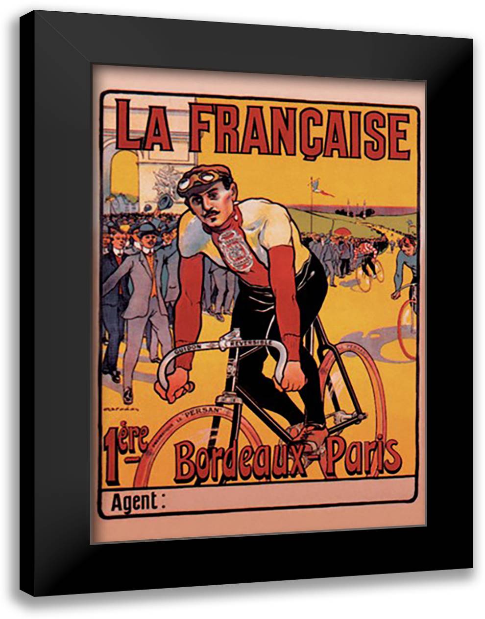 Francaise: Bordeaux-Paris Bicycle Race 16x22 Black Modern Wood Framed Art Print Poster by Marodon