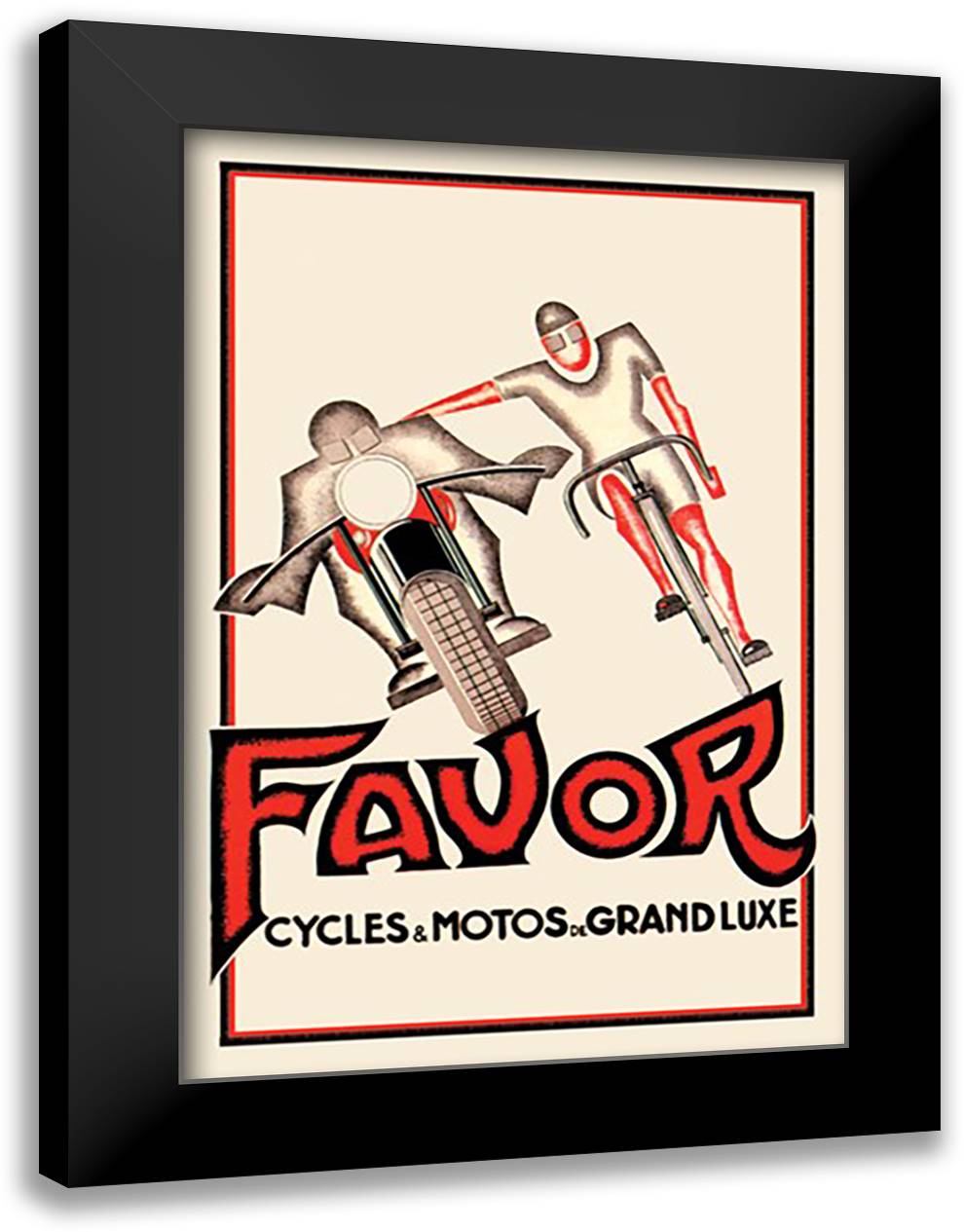 Favor Cycles and Motos de Grand Luxe 16x22 Black Modern Wood Framed Art Print Poster