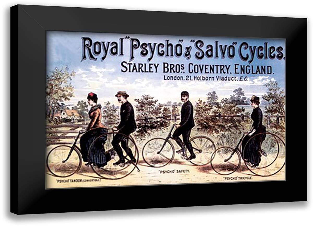 Royal Psycho and Salvo Cycles 22x16 Black Modern Wood Framed Art Print Poster