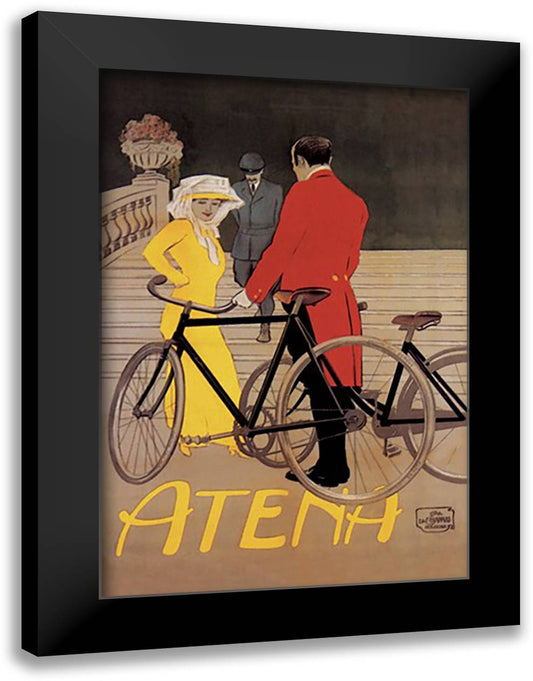 Atena Bicycles 16x22 Black Modern Wood Framed Art Print Poster