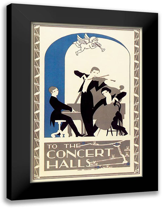 To the Concert Halls 16x22 Black Modern Wood Framed Art Print Poster