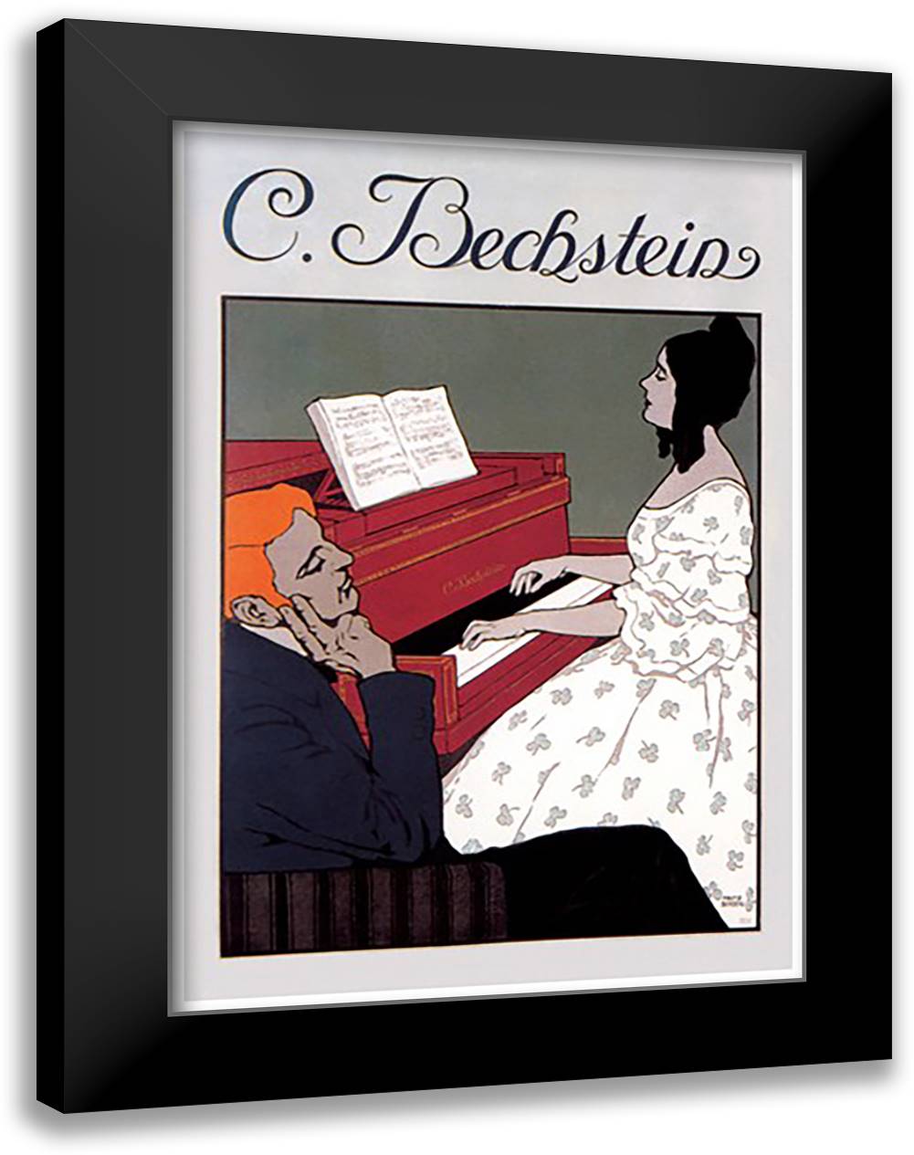 C. Bechstein - Music Lesson 16x22 Black Modern Wood Framed Art Print Poster