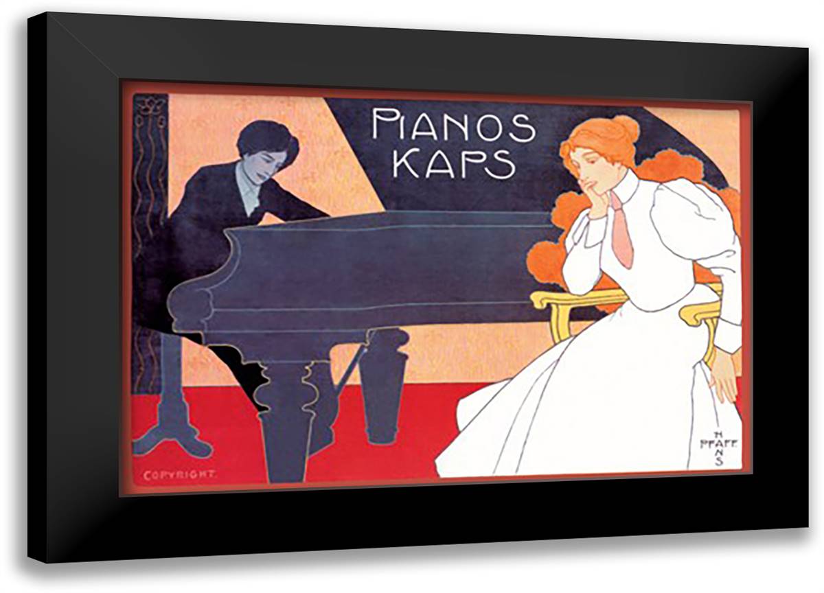 Pianos Kaps 22x16 Black Modern Wood Framed Art Print Poster by Pfafe, Hans
