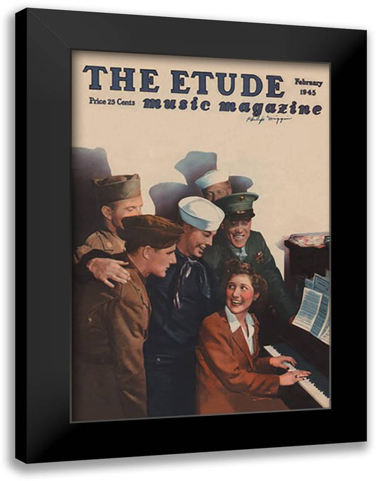 Etude - Soldiers at the USO Sing-a-Long 16x22 Black Modern Wood Framed Art Print Poster