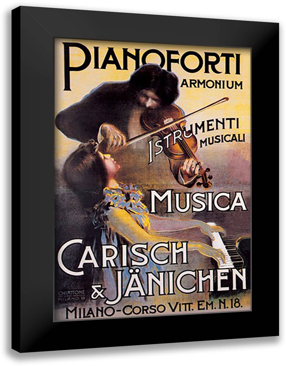 Carisch and Janichen Musical Instruments 16x22 Black Modern Wood Framed Art Print Poster