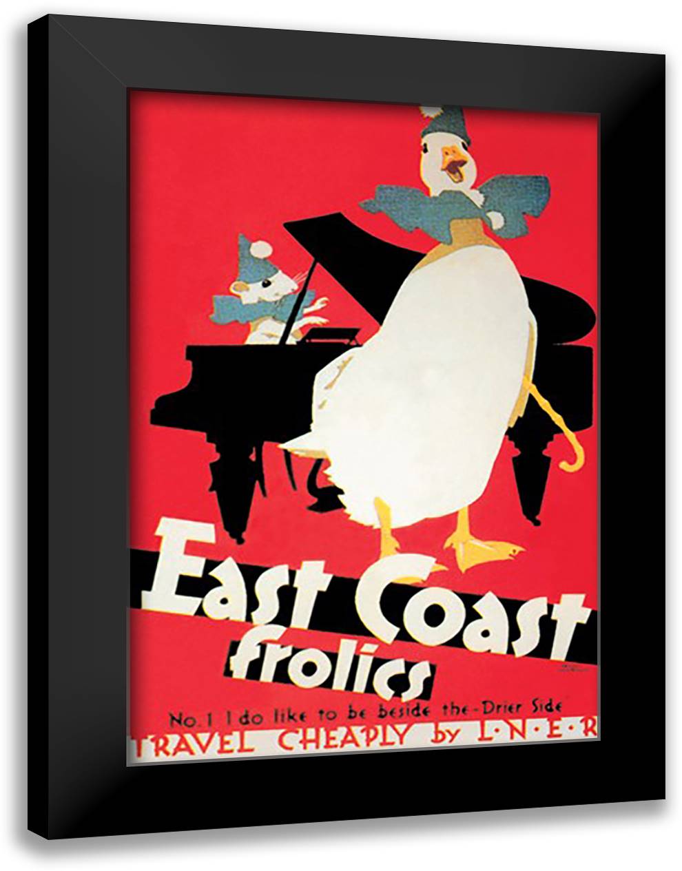 East Coast Frolics 16x22 Black Modern Wood Framed Art Print Poster