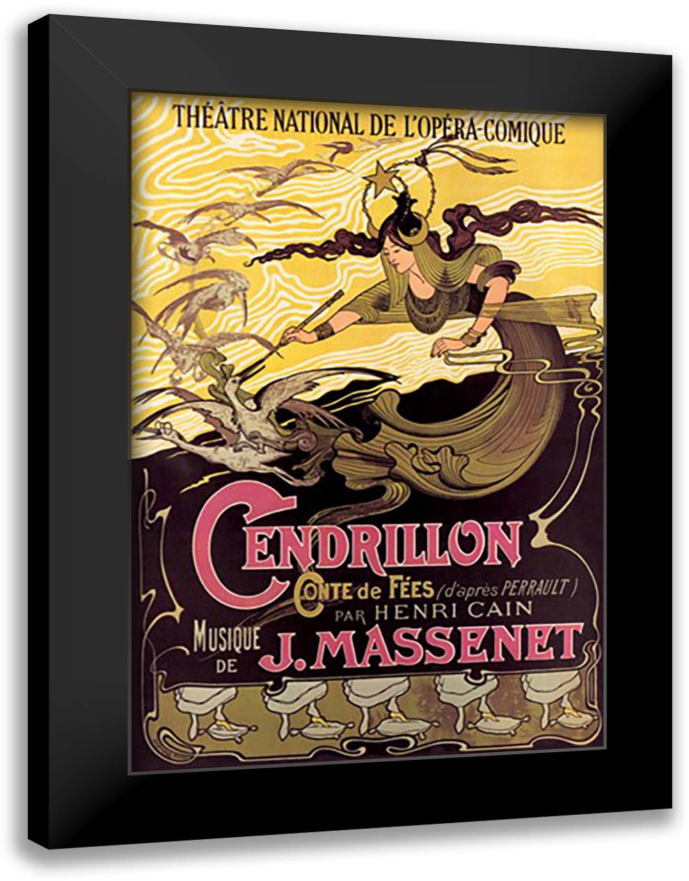 Cendrillon: Theatre National de l'Opera-Comique 16x22 Black Modern Wood Framed Art Print Poster by Bertrand, Emile