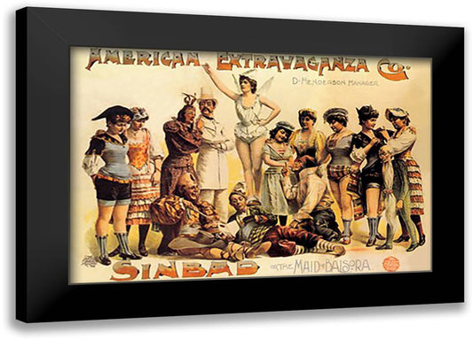 American Extravaganza Company: Sinbad, or, The Maid of Baisora 22x16 Black Modern Wood Framed Art Print Poster