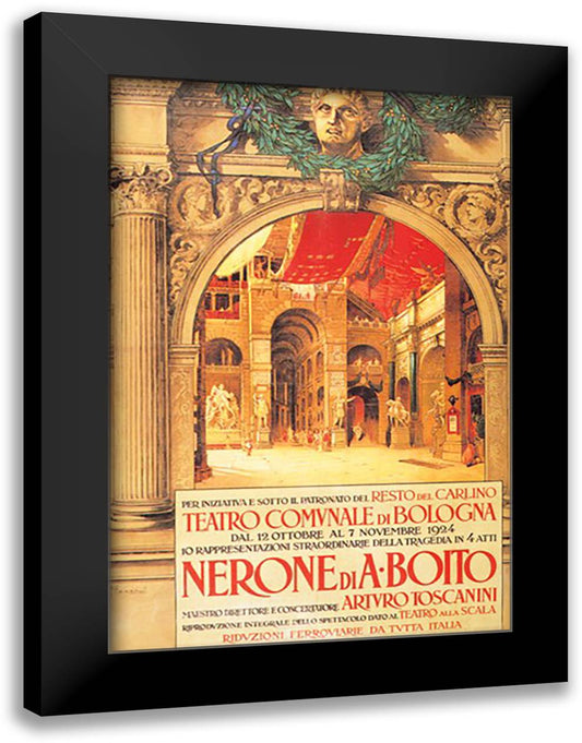 Bologna Theater Presents Nerone di a Boito 16x22 Black Modern Wood Framed Art Print Poster