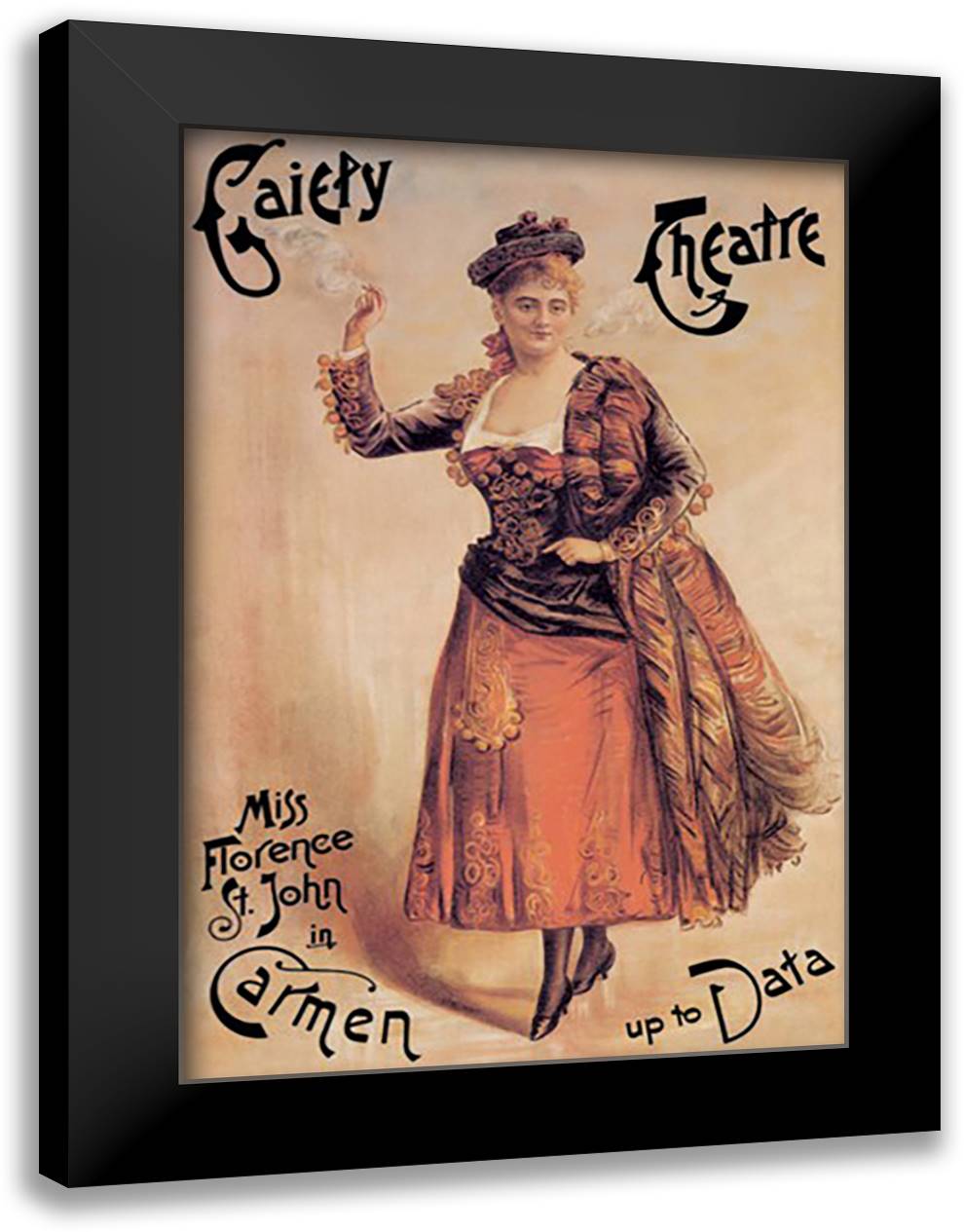 Gaiety Theatre: Miss Florence St. John in Carmen up to Data 16x22 Black Modern Wood Framed Art Print Poster