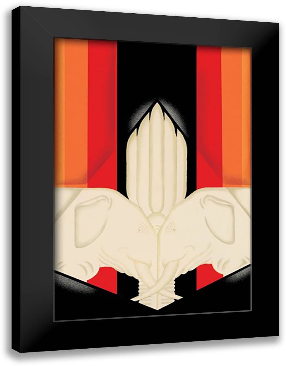 Asia Magazine: The Ivory Elephants 16x22 Black Modern Wood Framed Art Print Poster by McIntosh, Frank