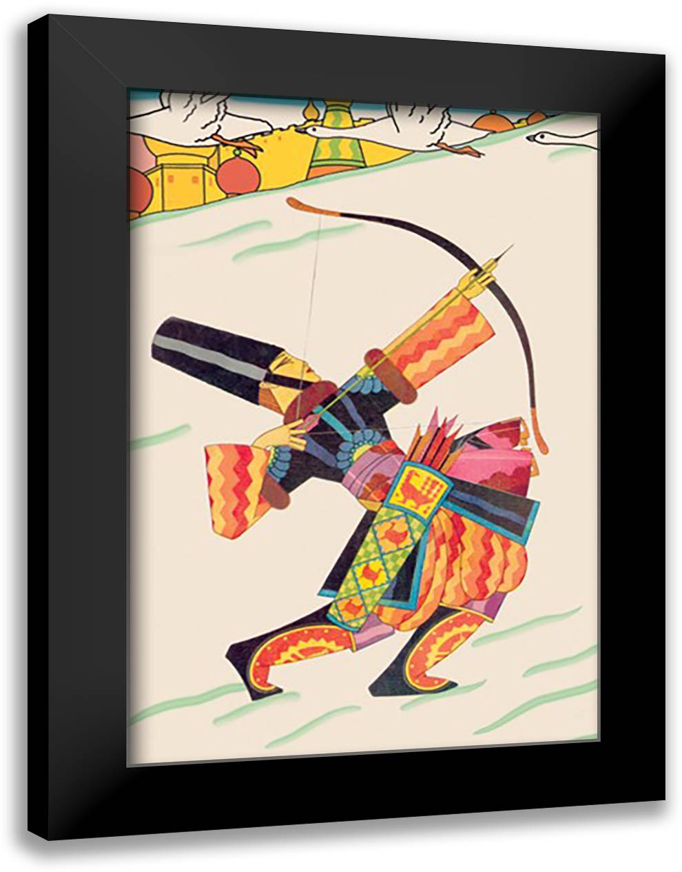 Asia Magazine: Tarban the Bowman 16x22 Black Modern Wood Framed Art Print Poster by McIntosh, Frank