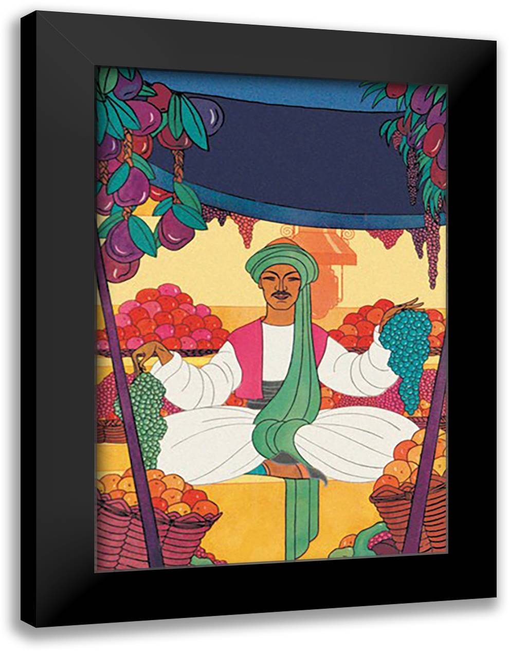 Asia Magazine: Afghanistan - The Bazaar Fruit-Seller 16x22 Black Modern Wood Framed Art Print Poster by McIntosh, Frank