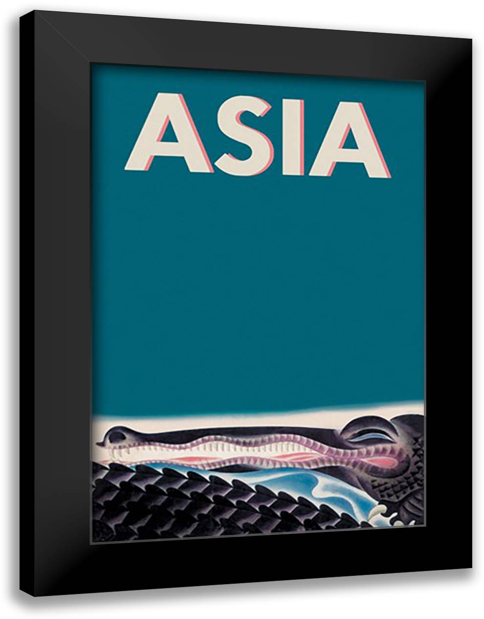 Asia Magazine: Crocodile 16x22 Black Modern Wood Framed Art Print Poster by McIntosh, Frank