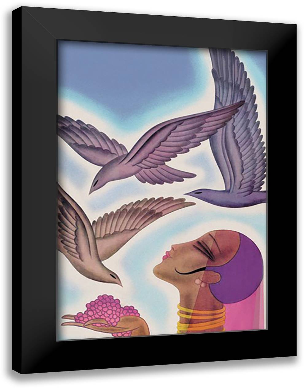 Asia Magazine: Winged Guests 16x22 Black Modern Wood Framed Art Print Poster by McIntosh, Frank