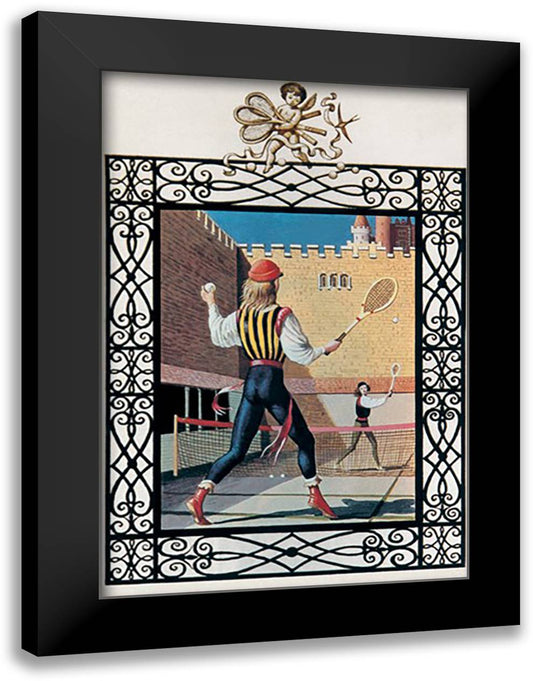 Tennis in Renaissance Costume 16x22 Black Modern Wood Framed Art Print Poster