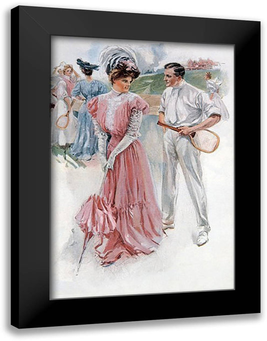 Tennis Partners 16x22 Black Modern Wood Framed Art Print Poster