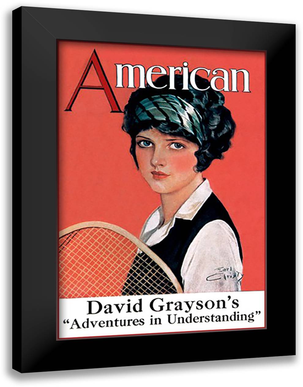 American Magazine: Tennis 16x22 Black Modern Wood Framed Art Print Poster