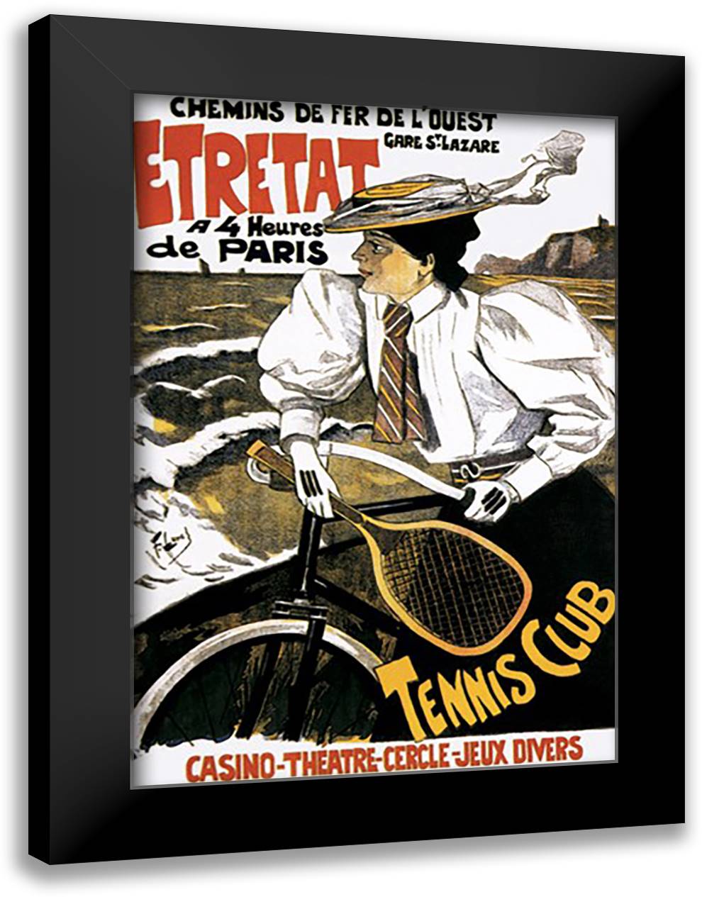 Etretat Tennis Club 16x22 Black Modern Wood Framed Art Print Poster by Lunel, Ferdinand