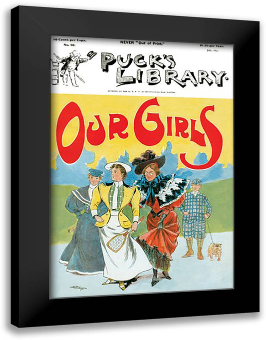 Puck's Library: Our Girls 16x22 Black Modern Wood Framed Art Print Poster