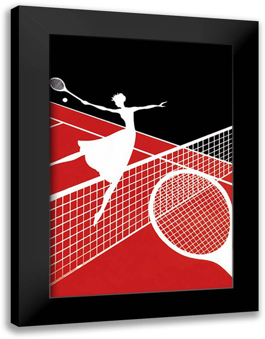 Game of Tennis 16x22 Black Modern Wood Framed Art Print Poster