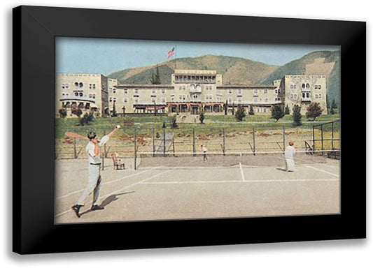 Tennis Match at a Resort 22x16 Black Modern Wood Framed Art Print Poster