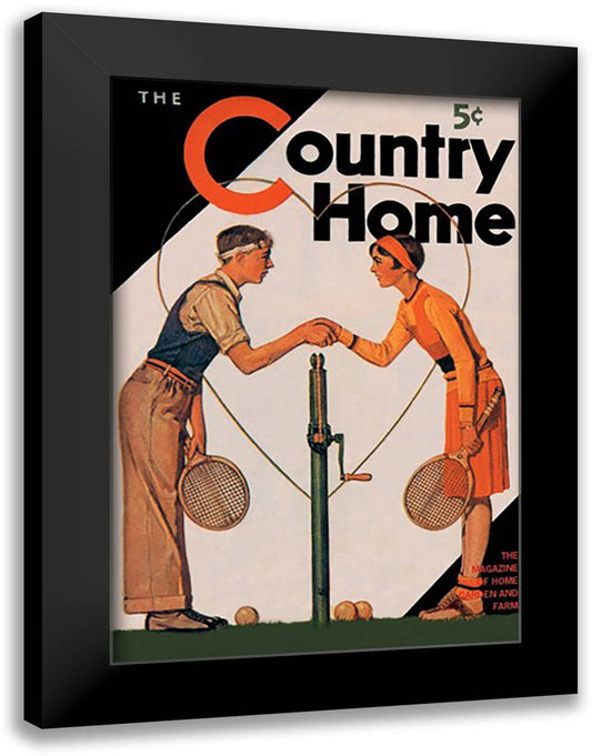 Country Home: A Friendly Match 16x22 Black Modern Wood Framed Art Print Poster